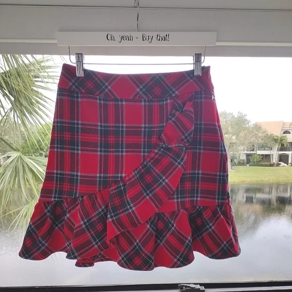 Vineyard vines red clearance plaid skirt
